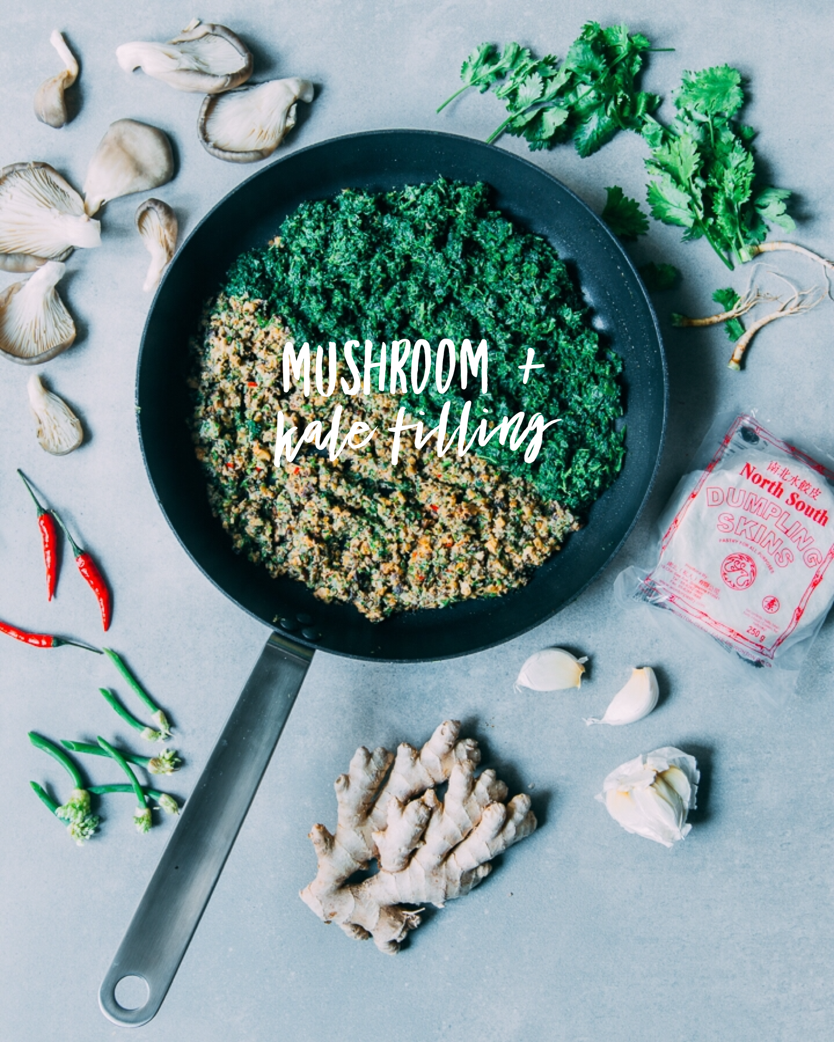 Vegan Kale + Mushroom Dumplings